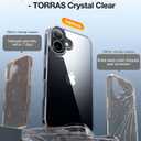 TORRAS Crystal Clear for iPhone 16 Case, [Anti-Yellowing][Military-Grade Protection], Slim Transparent Anti-Scratch Back, Soft Bumper, Non-Slip Protective Phone Cover, Clear 6.1"