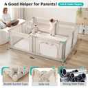 Doradotey Baby Playpen, Shape &Size Adjustable Large Baby Playard for Babies and Toddlers, Foldable Playpen Fence Indoors Play Center Yards, Breathable Mesh Anti-Fall Play Pen 79x71, Cream