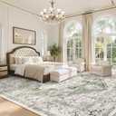 LIVEBOX Green 10x14 Area Rugs, Soft Extra Large Area Rug for Living Room Low Pile Non Slip Boho Rug, Non Shedding Indoor Carpet for Bedroom Dining Room Under Table