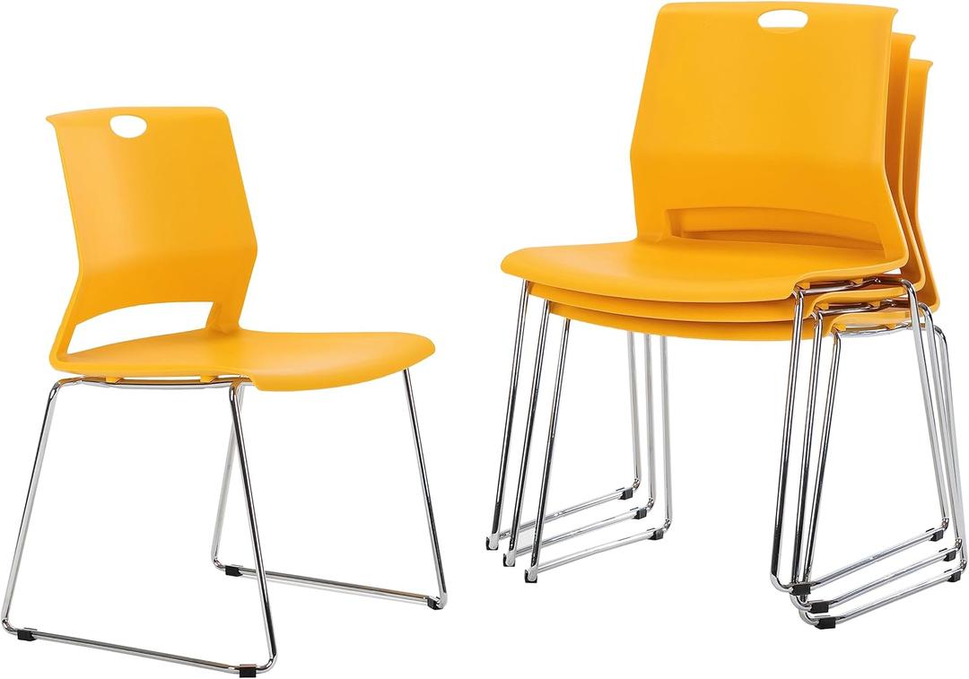 Sidanli Yellow Stacking Chairs-Set of 4
