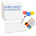 6pack Dry Erase Board 9"x12"with Lines and Blank Surface Learning,Math,Writing Teacher & Homeschool Supplies Mini Whiteboard Erasers Included Colors pens