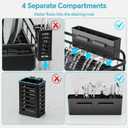 Dish Drying Rack Kitchen - Dish Racks for Kitchen Counter Space-Saving, Dish Drainer with Automatic Drain and Adjustable Spout, Dishwasher Rack with Cutlery Holder, 16.5" D x 11.6" W x 6.6" H (1 Tier - Black)