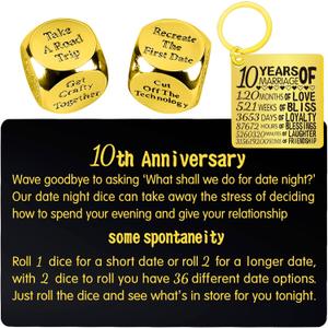 10th Anniversary Dice,10th Wedding Anniversary Dice for Couples,10 Years Anniversary Date Night Dice Gift,10 Years Anniversary for Her,10th Anniversary for Husband,10th Anniversary