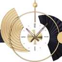 39x18 Inch Modern Decorative Wall Clock Battery Operated, Unique Silent Non-Ticking Large Clocks for Living Room, Kitchen, Bedroom, Office Abstract Design Timepiece