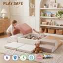 JungleDove Soft Foam Climbing Blocks for Toddlers – 7-Piece Ball Pit with Blush Pink Leather, Indoor Soft Play Gym, Montessori Activity Toys for Kids(82.7"×26.8"×18.5")