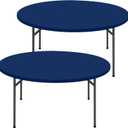 Moosfor Round Spandex Tablecloth 2 Pack, Elastic Fitted Waterproof Tablecloths for 18"-24" Tables, Stretch Washable Picnic Table Cover for Camping, Dining, Indoor and Outdoor, Navy