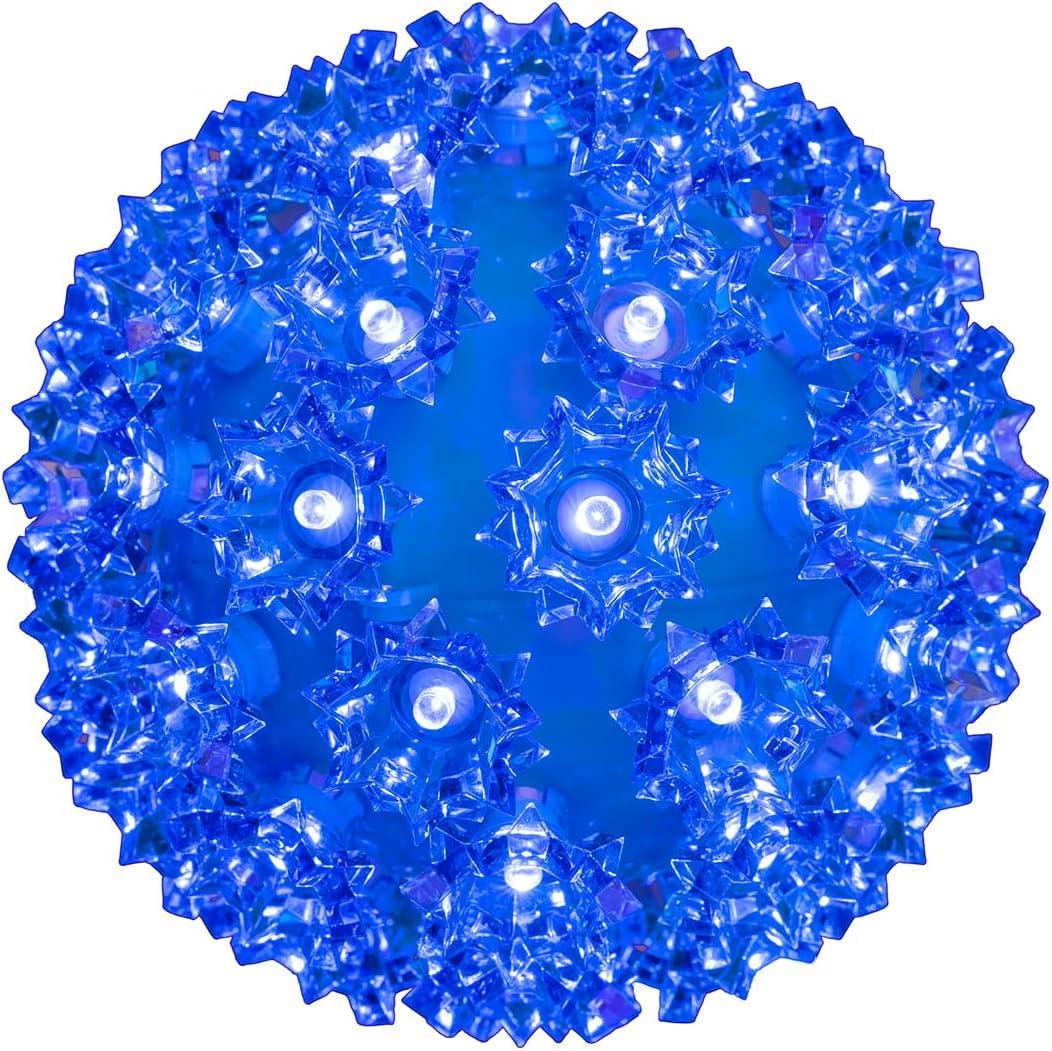 Novelty Lights LED 6in 50 Light Starlight Sphere, Blue, Ornament Ball Light, 5ft Hanging Cord with S Hook, 12ft Power Cord with Stackable Plug, Commercial Grade