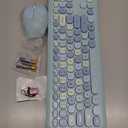 Wireless Keyboard and Mouse Combo, Colorful Ergonomic Full Size Retro Low-Noise Keyboard with Cute keycaps, Compatible with Windows, PC, Perfer for Home and Office Keyboards (Blue)