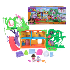 Dora, Explore & Play Rainforest Casita Playset, Dora & Boots Figures, Dollhouse Furniture, Bilingual Phrases, Kids Toys for Girls & Boys Ages 3 and Up