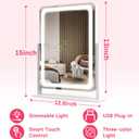 ROLOVE Vanity Mirror with Lights, 12.6"x15" LED Makeup Mirror with Lights, Smart Touch Control 3 Color Dimmable, Lighted Desk Mirror for Bedroom, Light Up Mirror