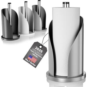 Toilet Paper Towel Holder, Stainless Steel Freestanding Bathroom Tissue Organizer, Rolls Storage Holder, Paper Towel Dispenser for Bathroom Kitchen (Grey I)