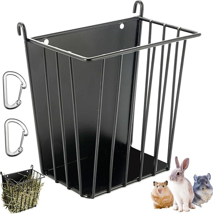 LUAVIARU Upgrades Rabbit Hay Feeder  Guinea Pig Hay Feeder  Metal Frame Hay Rack with Adjustable Hook  Less Wasted  for Guinea Pigs  Chinchilla Bunny Cage Accessories  Bunny Feeder