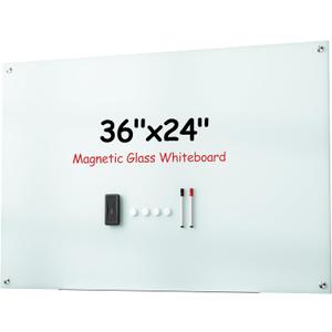 VUSIGN Glass Dry Erase Board for Wall, 36" x 24" Magnetic Dry Erase Board, Large Frameless Mounted White Board Dry Erase for Office, Home, School