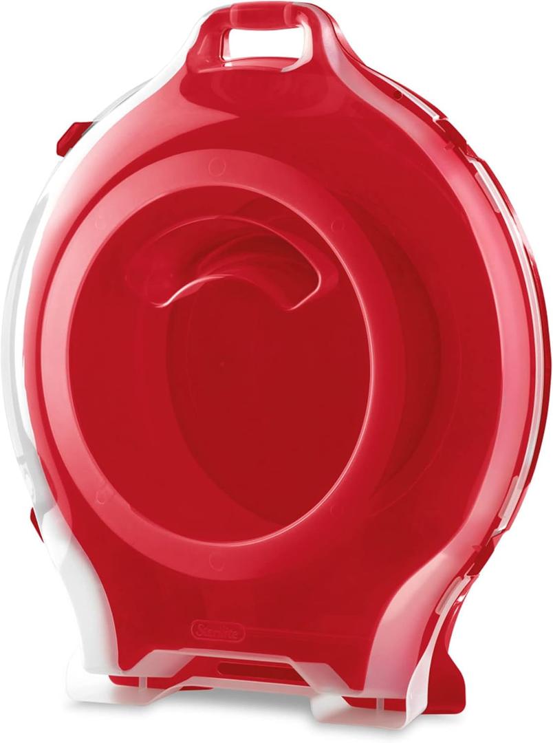 Sterilite Clear Lid Stackable Nesting Storage Christmas Holiday Wreath Box with Handle, Feet, and Latches for Up to 24 inch Wreaths, Red (1 Pack)