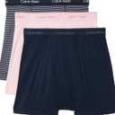 Calvin Klein Men's Cotton Classics 3-Pack Boxer Brief (Horizon Pink, Hairline Stripe W/ Shoreline, Shoreline) X-Large