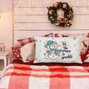 Blue and Gold Christmas Snowman Pillow Covers 12x20, Winter Home Decor, Tis The Season to Sparkle Snowflake Snowman Christmas Lumbar Throw Pillow Covers for Home Bedroom Living Room (Leopard-patterned Snowman)