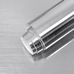 Uooar Silver Stainless Steel Contact Paper 11.8"×80" Peel and Stick Metallic Wallpaper for Countertop Fridge Dishwasher Cabinets