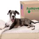 Furhaven Orthopedic Dog Bed for Extra Large Dogs w/ Removable Washable Cover, For Dogs Up to 180 lbs - Ultra Plush Faux Fur & Suede Luxe Lounger Contour Mattress - Cream, Giant/XXXL, Size: 58.0"L x 42.0"W x 9.0"Th