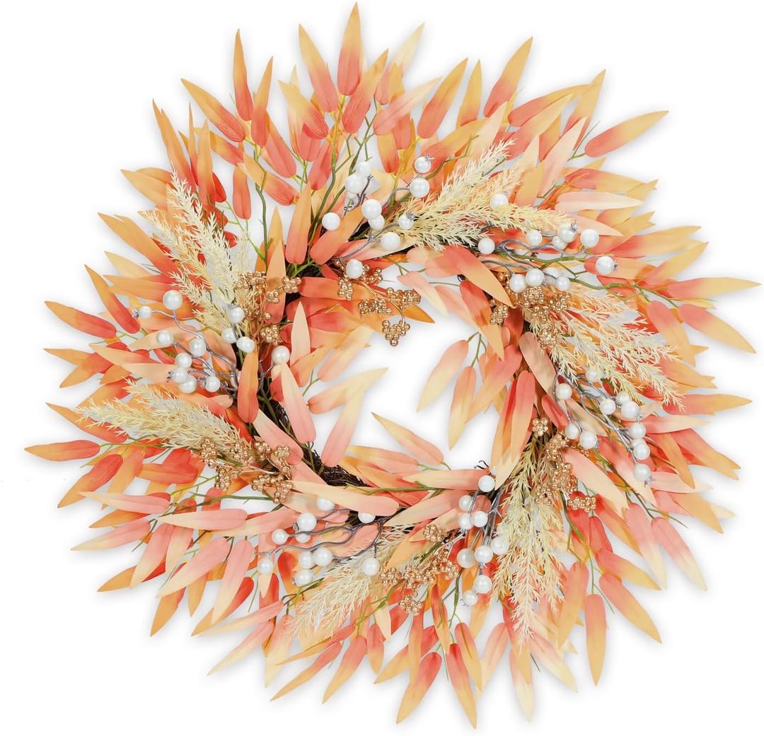 Fall Wreaths for Front Door with Fall Leaves Front Door Wreath Decor, Farmhouse Outdoor Fall Wreath, Large Autumn Wreaths for Outside/Indoor