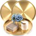 12 Inch Gold Round Serving Tray, 3 Pack Stainless Steel Coffee Table Tray, Modern Decorative Vanity Trays for Coffee Table Bar Vanity Bathroom Candle Display
