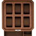 ROTHWELL 6 Slot Leather Watch Box with Valet Drawer - Luxury Case Display Organizer, Microsuede Liner, Locking Mens Jewelry Watches Holder, Men's Watch Storage Large Glass Top (Tan/Brown)