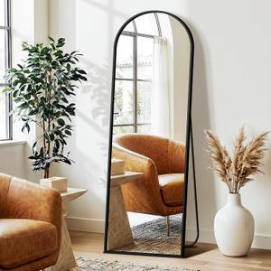 Arched Full Length Mirror with Stand, 56"x15" Full Body Floor Mirror, Black
HD Shatterproof Glass, Aluminum Alloy Frame, Free Standing/Leaning/Wall-Mounted for Bedroom, Living Room, Cloakroom, Entryway