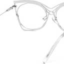 Zeelool Oversized Eyeglasses for Women Square Blue Light Glasses Metal Eyewear Glasses Non Prescription (Silver)