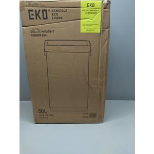 EKO Deluxe Mirage-T 50 Liter / 13.2 Gallon Touchless Rectangular Motion Sensor Trash Can, Matte Stainless Steel Finish