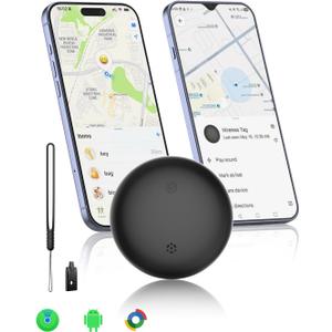2-in-1 Air Tracker Tag for iOS & Android - Smart Tags Dual System Bluetooth Finder Compatible with Apple Find My & Android Find Hub, Mini GPS Tracker Item Finders for Keys, Wallet, Luggage, Pet, Bike (black)