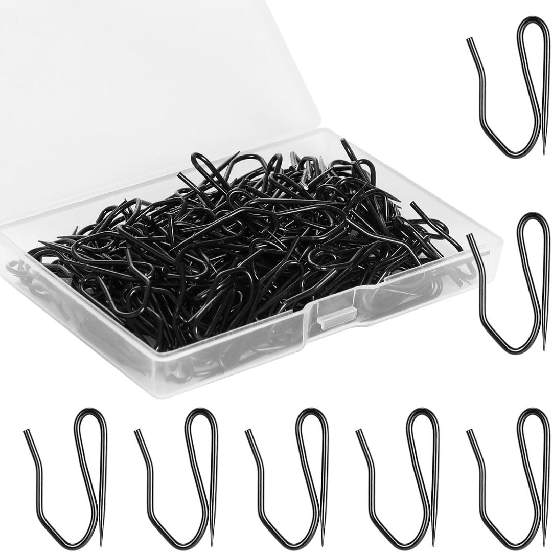 Curtain Hooks for Drapes Pins 120 Pack 1.2 Inch Metal Pinch Pleat Hooks Drapery Hooks for Pleated Drapes for Window Door and Shower Curtain (Black)