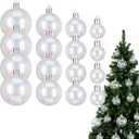 FAVOMOTO 18-Pack Iridescent Shatterproof Christmas Ornaments  Clear Rainbow Hanging Balls Multi-Size Xmas Tree Baubles for Holiday Wedding & Home Decor