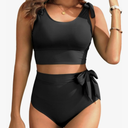 Two Piece High Waisted Swimsuits - Women Tummy Control Bikini Modest Bathing Suit 2PC 2025 Size L