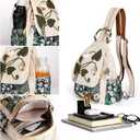 Girl's Convertible Sling Bag, Hand Craft Artisan Purse, Beautiful Canvas Premium Casual Day Mini Backpack for Women (Green Marsh)