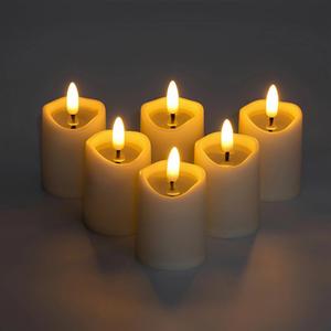 Simplelight Ivory Flameless Votive Candles with Timer, Realistic Black Wick Fall Candles Battery Operated, Battery Included, D 1.8 X H 3.1, Set of 6 for Halloween, Holiday Decoration (Ivory)