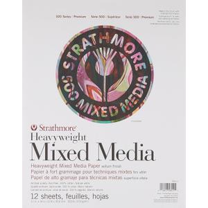 Strathmore 500 Series Heavyweight Mixed Media Pad -12 Sheets -62584110, 11x14, White