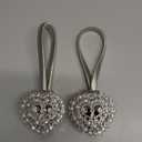 Mikomer 2PCS Magnetic Curtain Tiebacks Crystal Heart Shape Window Curtain Holdbacks Buckles Tie Backs Holders with Stretchable Wire Rope for Home and Office Decoration,Silver