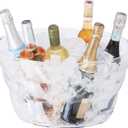 OGGI Acrylic Oval Party Tub - Clear Beverage Cooler w/Handles, Wine Cooler, Beer Chiller, Ideal Party Tubs for Drinks, Use Ice Tub for Indoor or Outdoor Bars, 18.5" x 11"