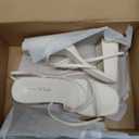 Shoe'N Tale Platform Heels for Women Strappy Block Chunky Heels Square Toe Ankle Buckle Sandals (7.5, Beige Ivory)