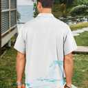 KYKU Men's Hawaiian Shirt Short Sleeve - Tropical Summer Beach Button Down Shirt with Pocket (White, XL)