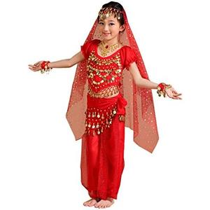 Astage Children Indian Belly Dance Girl Costume Halloween Performance Sets, 150 CM
