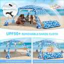 Beach Cabana with 6-Corner, 8'8' UPF50+ Beach Canopy, Adjustable Height Beach Tent Sun Shelter, Cool Cabana Beach Tent with Removable Side Wall, Beach Shade for Beach, Garden, Camping (Leaf Print)