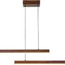 JC TOPA Linear Pendant Light Fixture Dimmable LED Linear Island Light with CCT Switch 3000K/4000K/6000K, Wood Chandelier for Dinning Room Bar Office, Walnut Grain Print