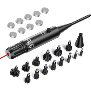 Bore Sight Kit Red Boresighter with Button Switch for.17 to 12GA Caliber Rifles Handgun Red Laser Sight