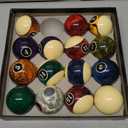 Marble Swirl Style Pool Balls Set Professional 2 1/4-Inch Billiard Balls for Pool Table Complete 16-Piece Regulation Pool Ball Set