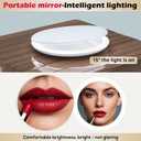 Smart Compact Makeup Mirror, 15 Auto On/Off Lights, 1X/5X Dual Sided Magnifying Portable Travel Makeup Mirror, Mirror for Handbag and Pocket, Rechargeable Mirror for Girls (with USB Cable)