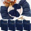 100 Pieces Cloth Napkins Navy Blue Dinner Cheesecloth Napkins for Wedding,Wrinkled Cloth Napkins Bulk for Home Party Rustic Table Decoration, 17 x 17 Inch