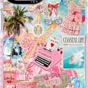 for iPhone 14 Case, Coastal Life Pattern with Tropical Collage, Military-Grade Drop Protection, Trendy Soft Slim TPU Protective Cover with Camera Protection for WomenGirls (PinkSummer)