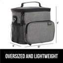 GORILLA GRIP Reusable Insulated Lunch Box Bag for Women Men, Large Leakproof Soft Cooler Bags, Multiple Compartments, Mesh Pockets, Adjustable Strap, Food Tote Keeps Drinks Cold, 8L, 10x9, Light Gray