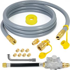 from Propane to Natural Gas Conversion Kit Compatible with Weber Genesis, Genesis II, Spirit, Spirit II, Convert LPG Grills to NG, Includes 10FT 1/2" Hose, Orifices and Natural Gas Regulator