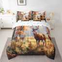 Feelyou Deer Comforter Set with Sheets Queen Size 7 Piece Deer Hunting Bedding Set Antlers Bed in a Bag Western Farmhouse Ornage Bed Set